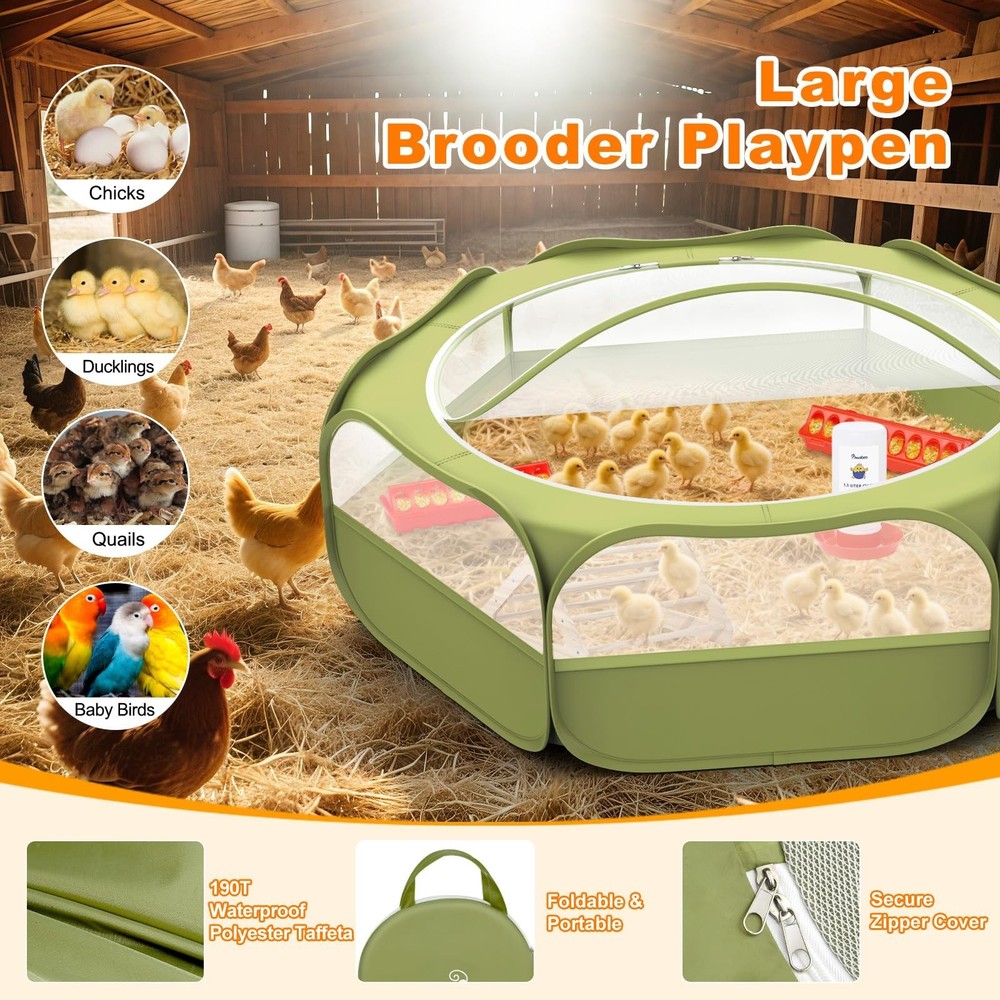 Pawaboo 6-in-1 Chicken Brooder Box for Chick Starter Kit, Includes Pet Cage T...