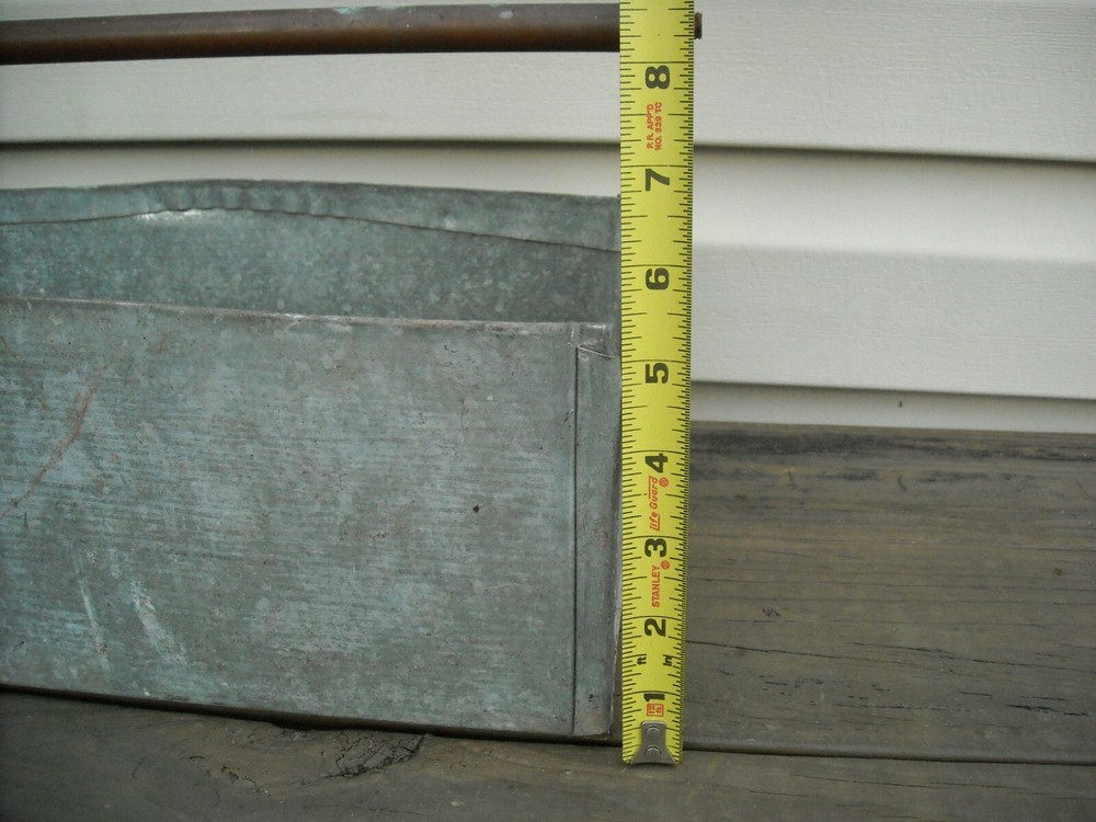 Solid Heavy Metal Tool Box Tote Caddy Handmade Primitive Folk Art