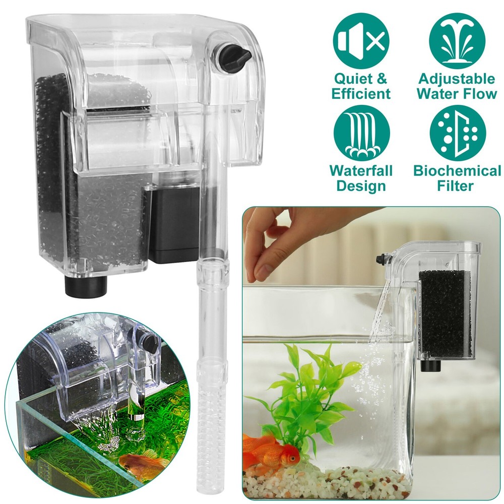 Aquarium Waterfall Filter Pump Fish Tank Hang External Oxygen Pump Water Filter