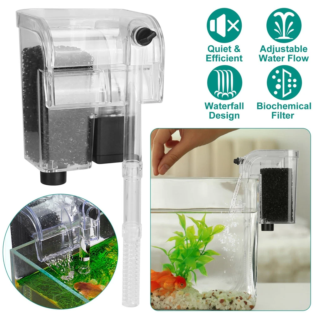 Aquarium Waterfall Filter Pump Fish Tank Hang External Oxygen Pump Water Filter