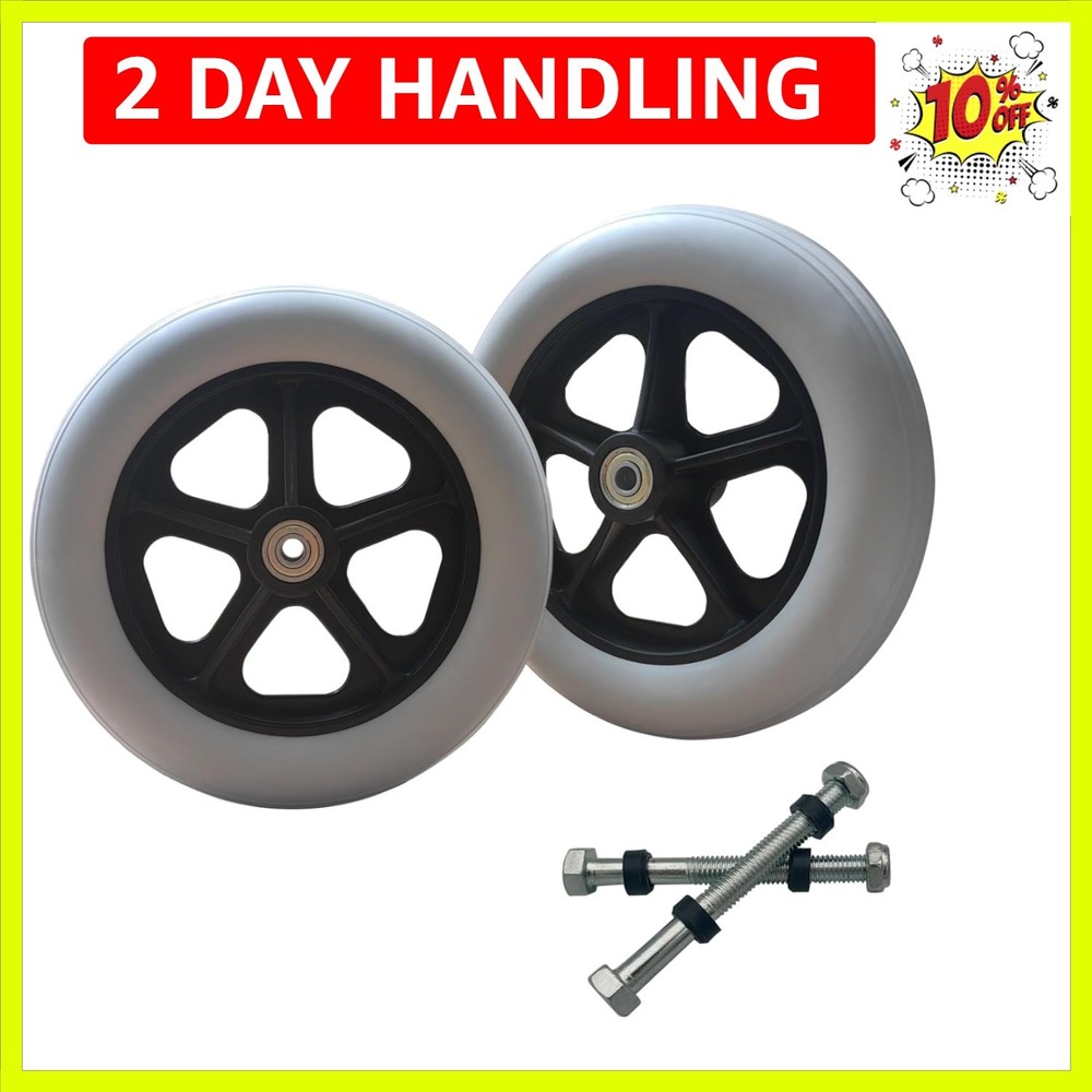 2 PCS 8 x 1.5 Inch Solid Replacement Wheels for Rollator Walker Folding Hand ...
