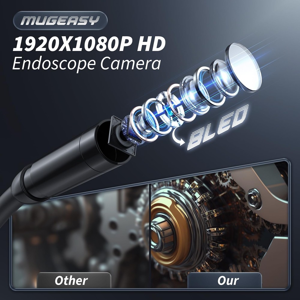Endoscope Camera with Light, Inspection Borescope Camera with 4.3 IPS Screen, 19