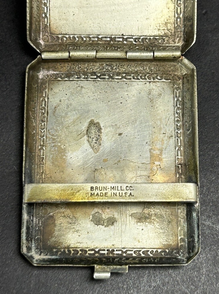 Vintage Brun-Mill Silver Match Case Compact
