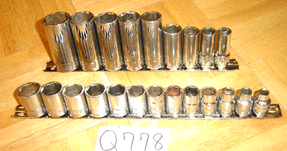 S-K TOOLS 22 PIECE 3/8 DRIVE DEEP SAE. & SHORT METRIC SOCKET SETS