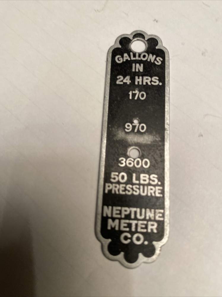 Neptune Meter Co. Metal Tag
