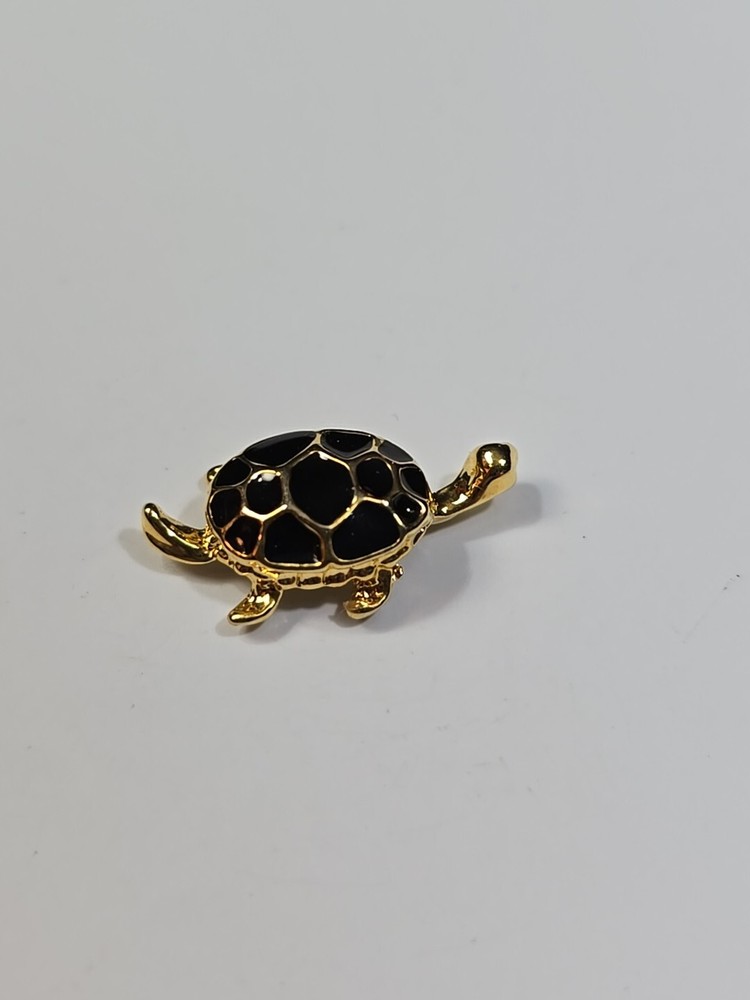 Turtle Lapel Pin Black & Gold Colors