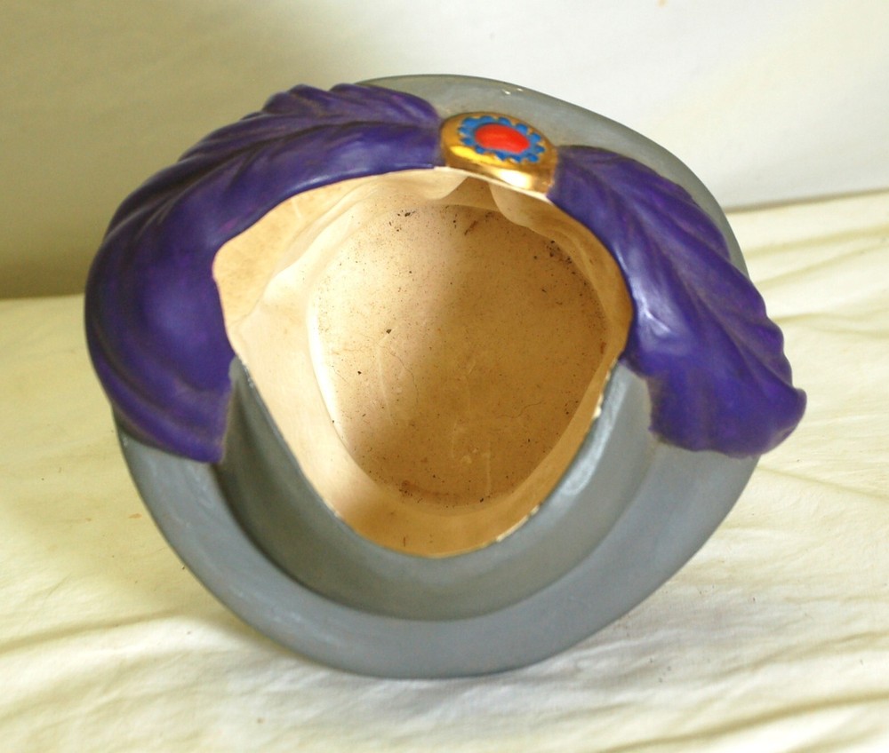 Man Head Planter Vase Signed & Dated