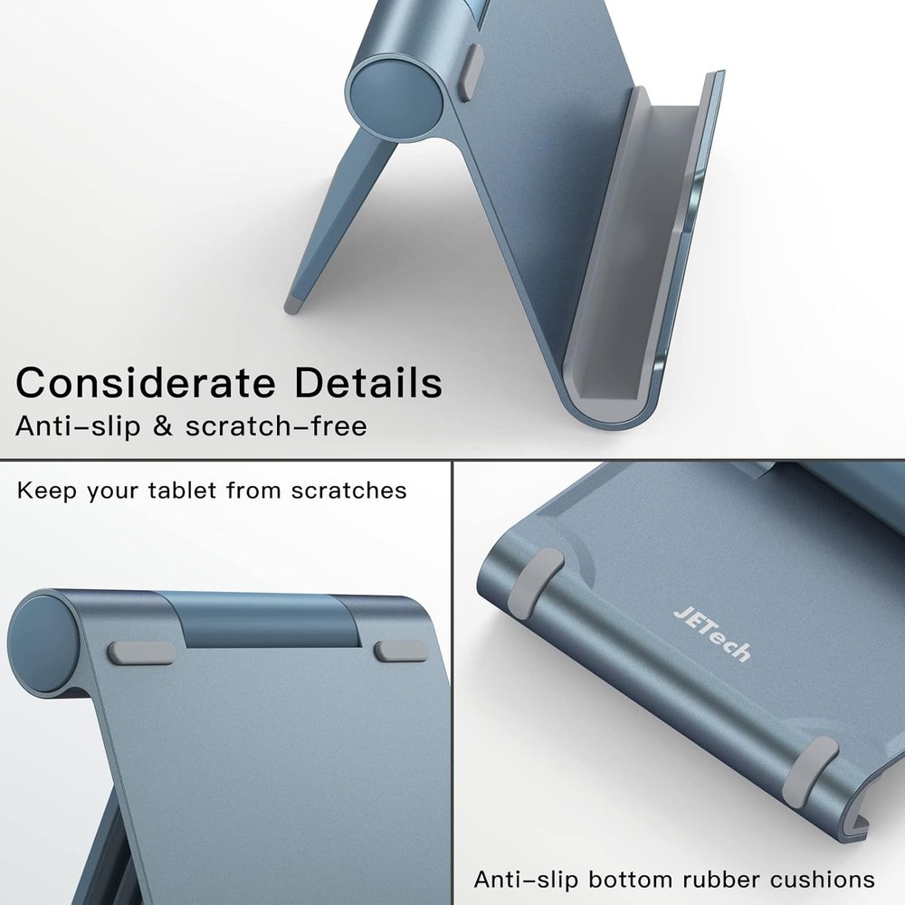 JETech Tablet Stand, Adjustable Portable Desktop Holder, Foldable Dock Grey