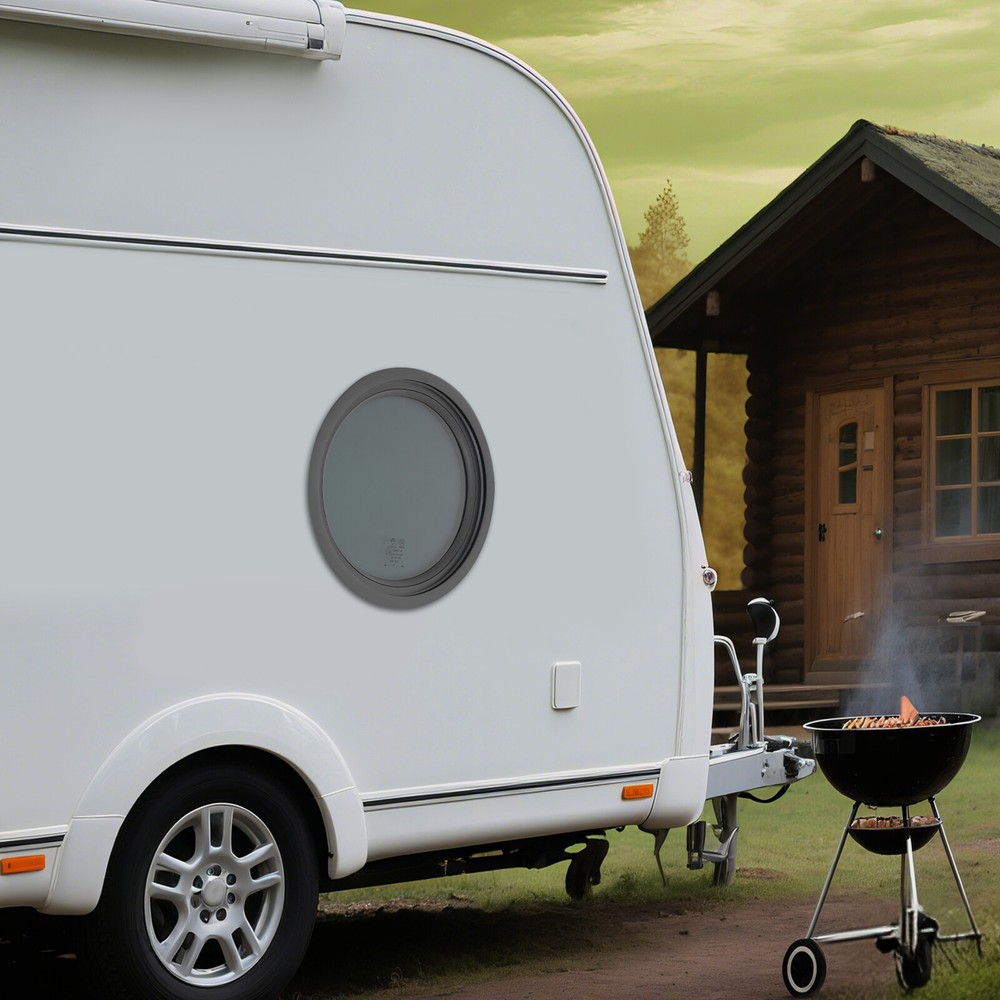 Campers Vent Round Fixed RV Window Cargo Vertical Trailer Window w/ Trim Ring