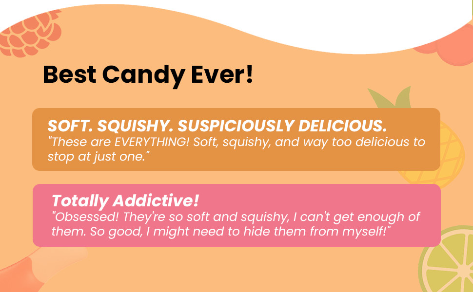 Squashies Fo Gummy Candies - Raspberry & Cre Flavored -