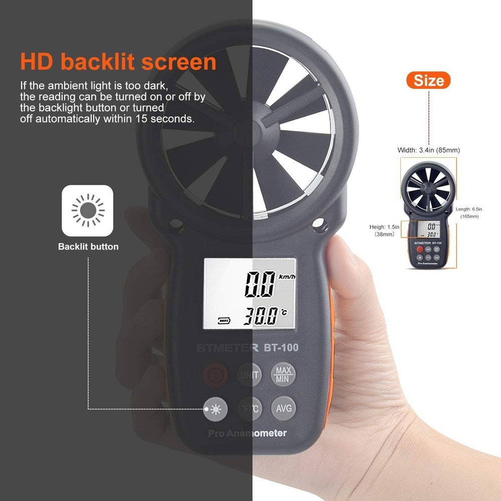 Portable Digital Wind Speed CFM Meter for Shooting