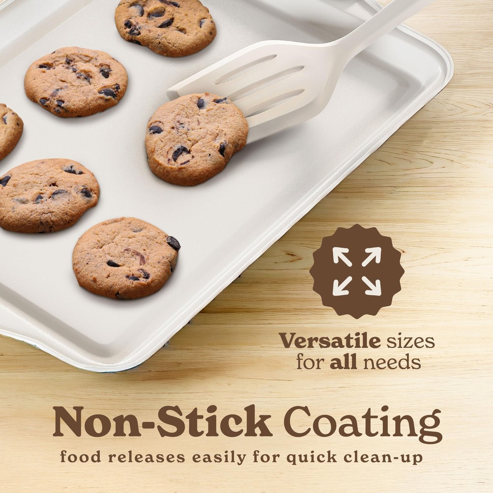 Country Kitchen Nonstick Stackable Bakeware Set - Durable, Easy 14 Pcs, Cream