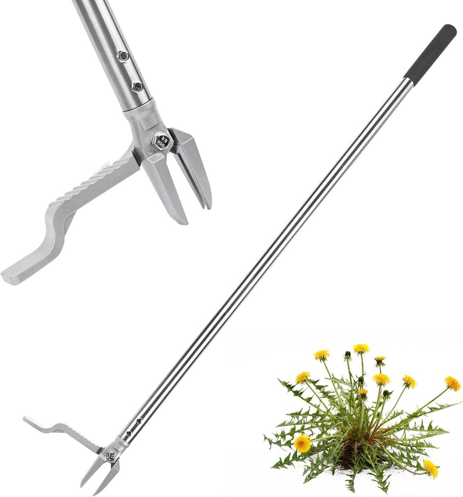Stand up Weed Puller with 3 Claw Head, 45.6" Long Handle Weed Puller Tool