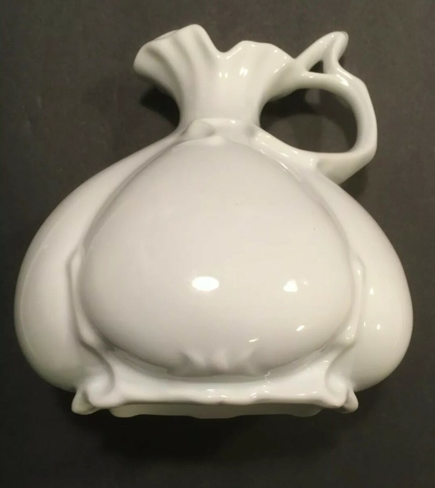 White Porcelain Ceramic Molded Pitcher Japan