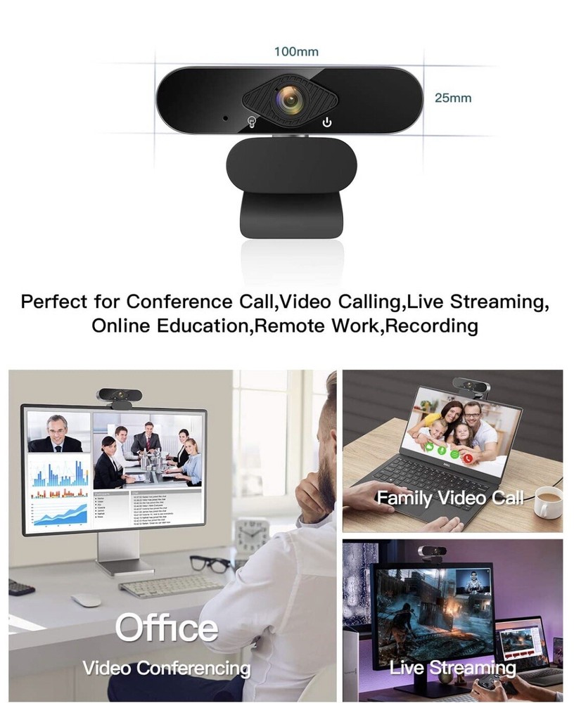 Webcam/Web Camera Video 1080P HD USB With Microphone For PC Laptop Desktop