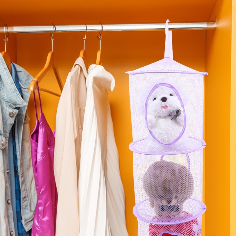 2 Pcs Mesh Hanging Drying Nets Foldable Multi Layer Drying Basket For Socks