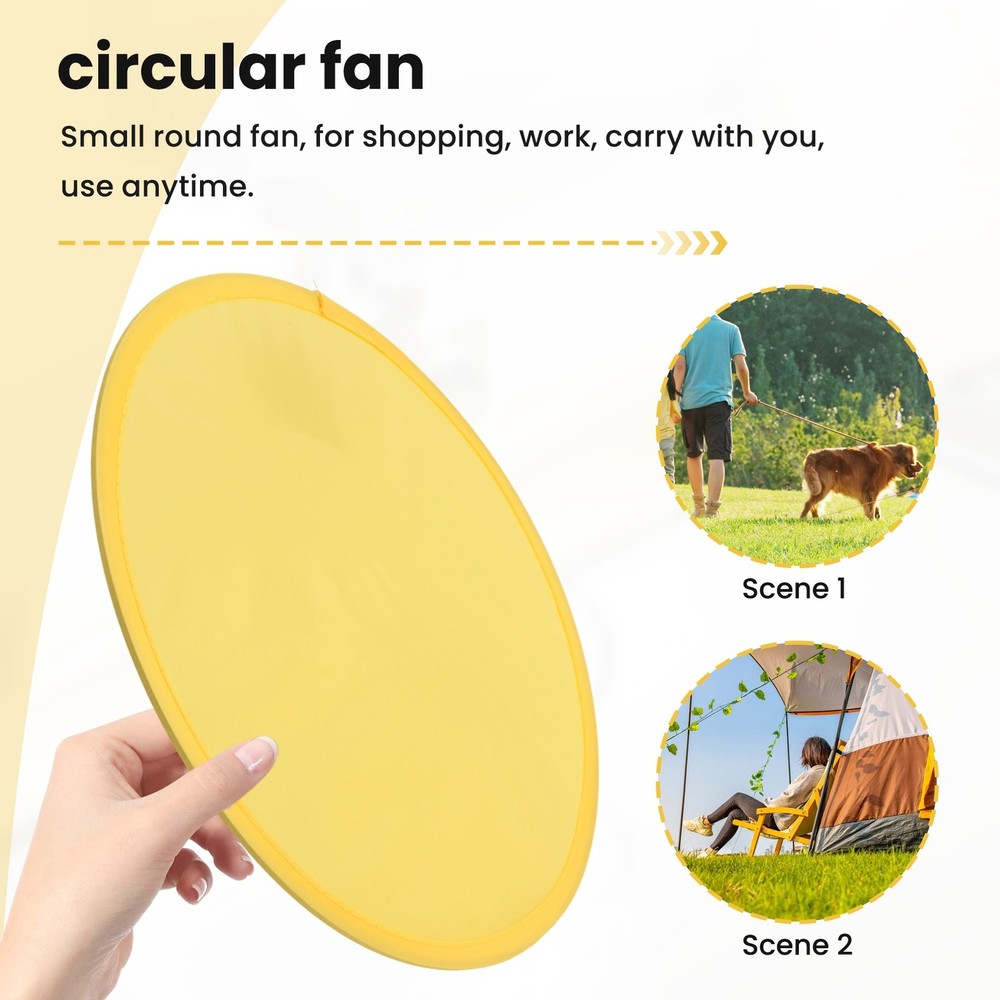 Foldable Round Fan-Yellow D2N84796
