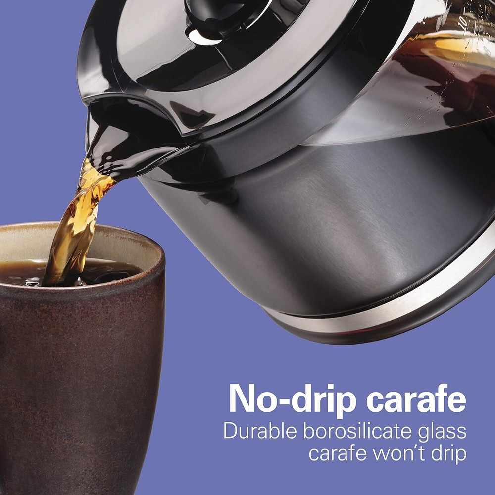 Cup Compact Programmable Drip Coffee Maker with No-Drip Burosilicate Glass