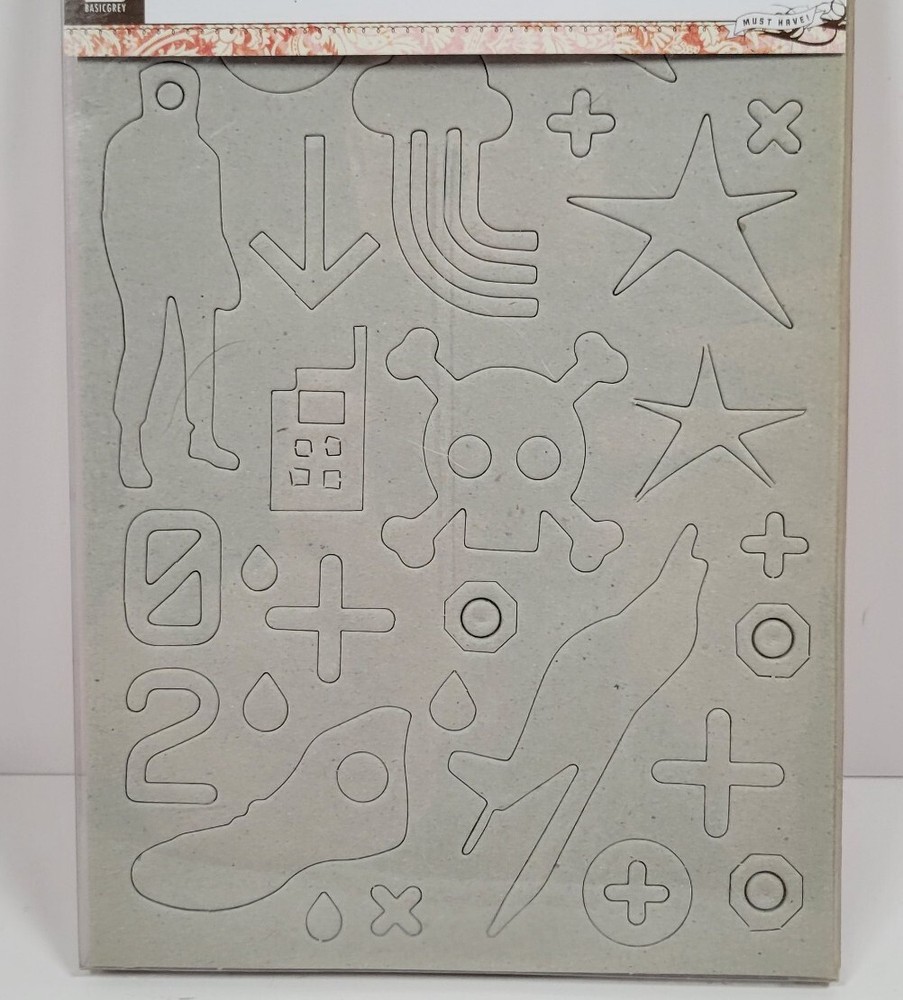 Basic Grey 26 Undressed Chipboard Obscure Skull Crossbones Star Shoe Scrapbook