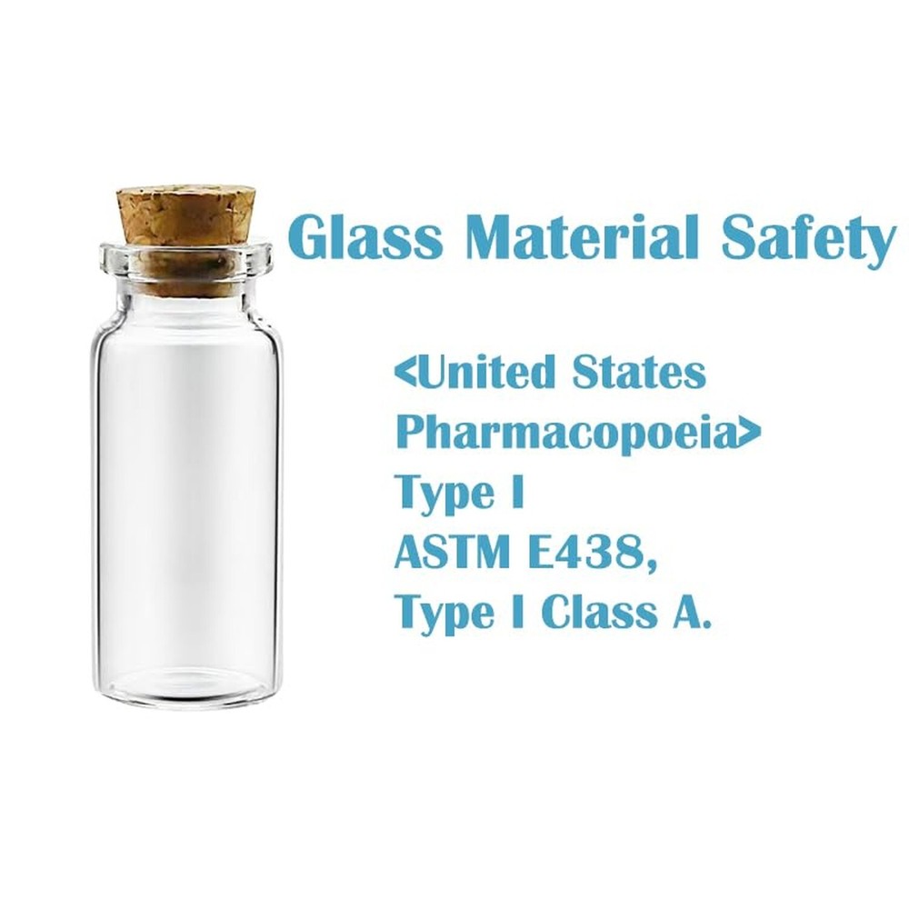 10ml 24 pcs Small Glass Bottles With Corks, USP Type 1 Class A Mini Clear Gla...