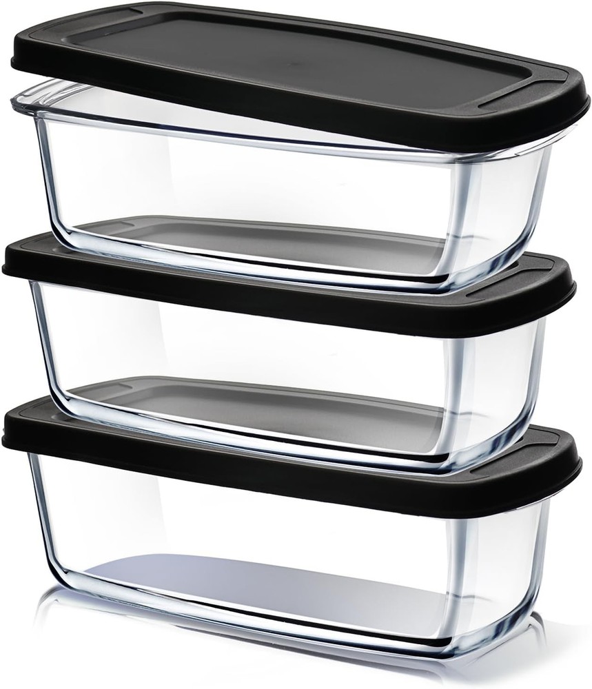 Glass Bread Pans for Homemade Bread Baking, 1.9 Quart Deep Rectangular Glass ...