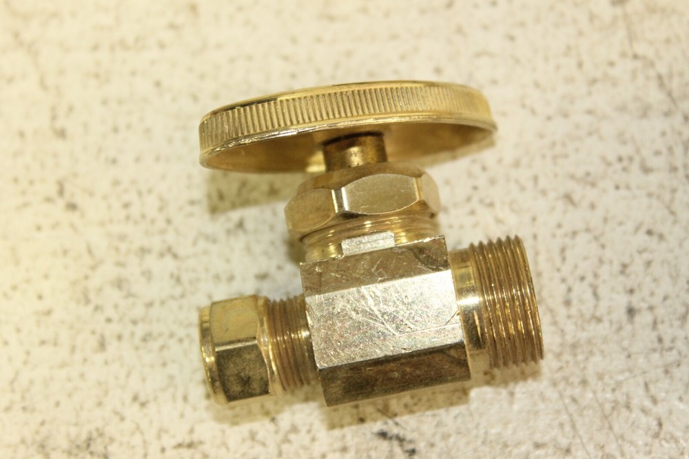 Four Polished Brass Straight Compression Valves