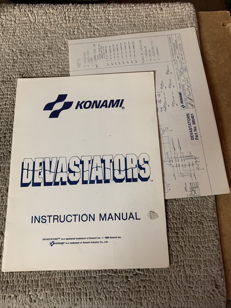 Original Devastators Konami Arcade video game Manual