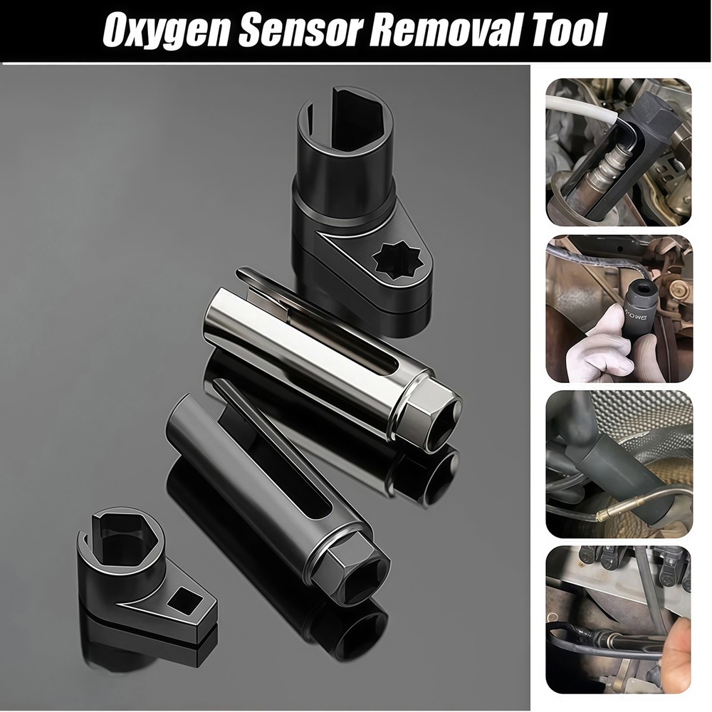 4pcs O2 Oxygen Sensor Socket Wrench Removal Tool 3/8" 1/2" Drive x 7/8" 22mm Set