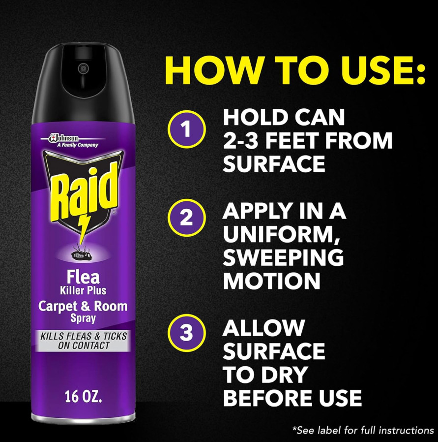 Raid Flea Killer Plus Carpet & Room Spray, Bug Spray Kills Fleas & Flea Eggs, 16