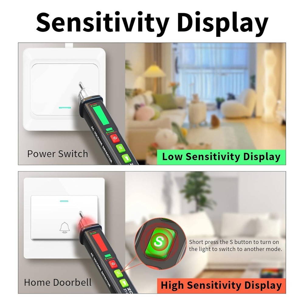 Non-Contact Voltage Tester - Dual Range AC Voltage Tester with Flashlight