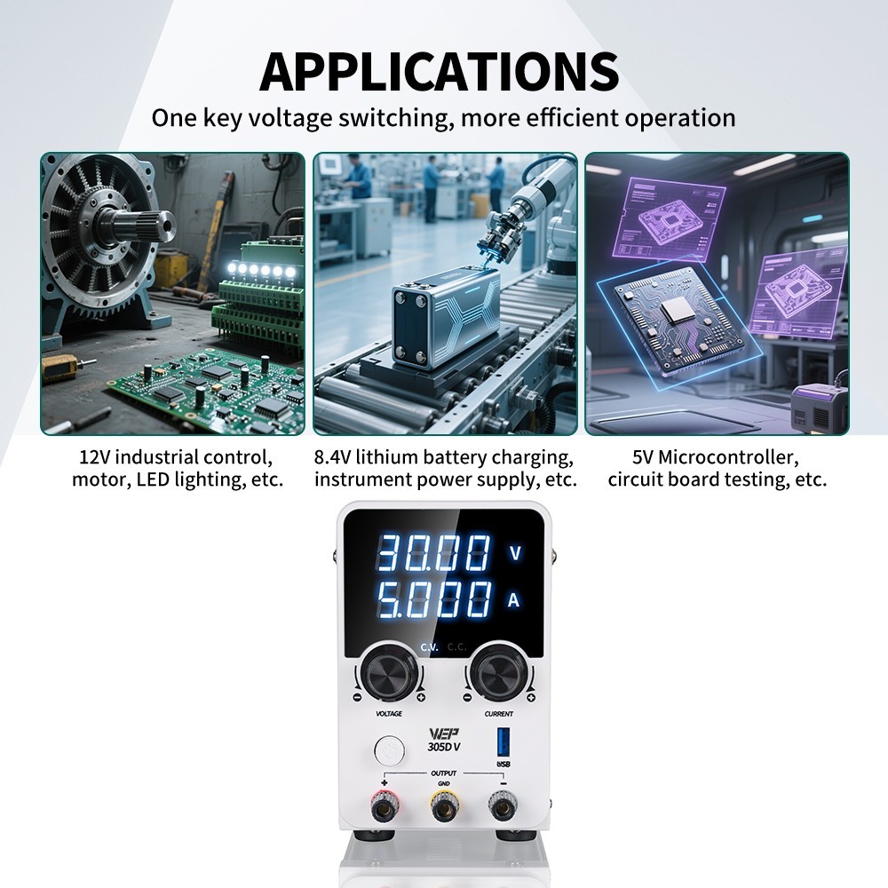 DC Power Supply Adjustable 0-30V 5A Lab Variable Bench Switching High Precision