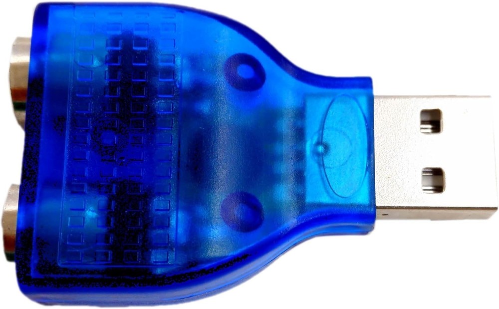 USB to PS/2 Adapter 2-Pack - Compact Blue & Silver Connector for Keyboards