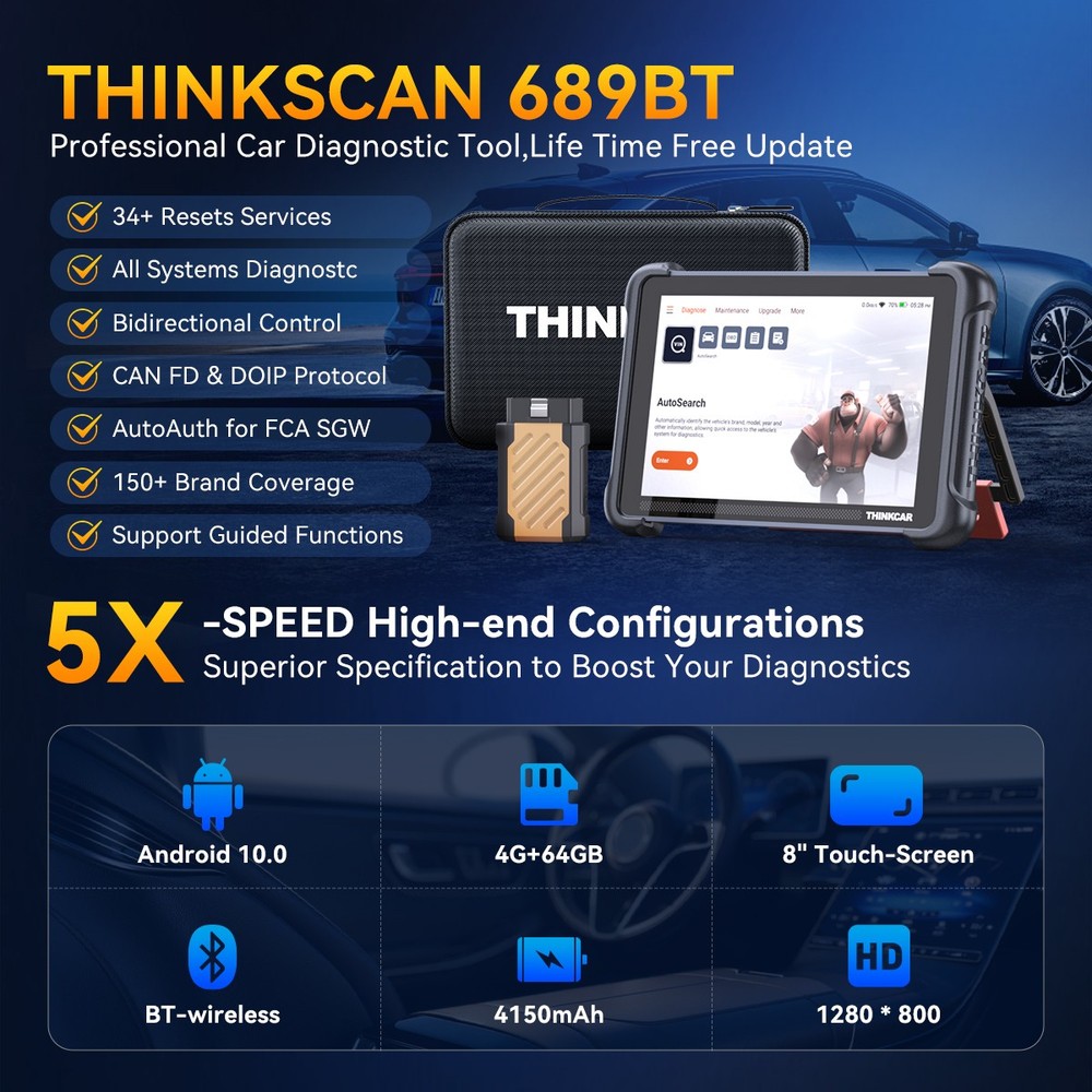ThinkScan 689BT &THINKTPMS &TKEY101 OBD2 Scanner Diagnostic Key Programmer Tools