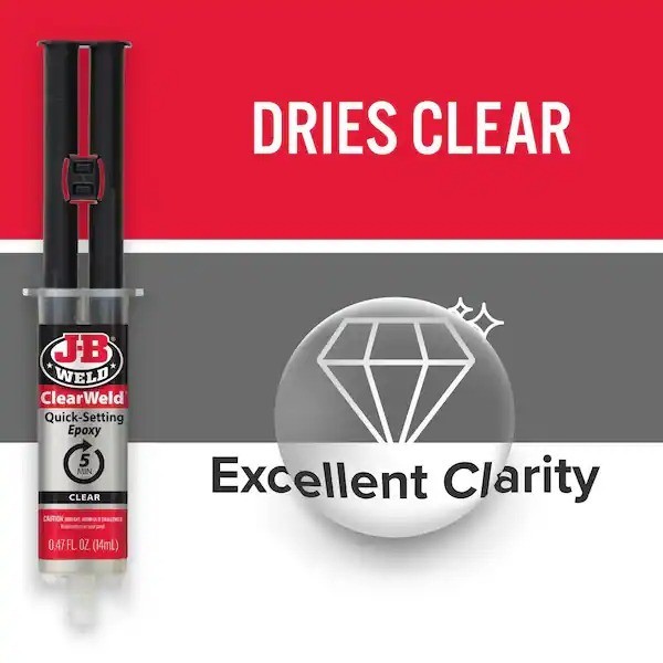 JB Weld 50114 ClearWeld Quick Setting Epoxy, Clear 0.47 oz.