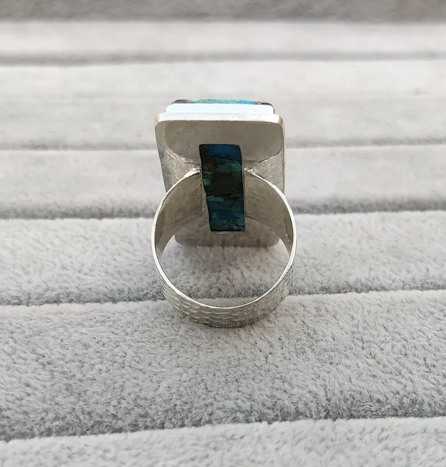 Blue Copper Turquoise Solid 925 Sterling Silver Statement Ring, All Size M730