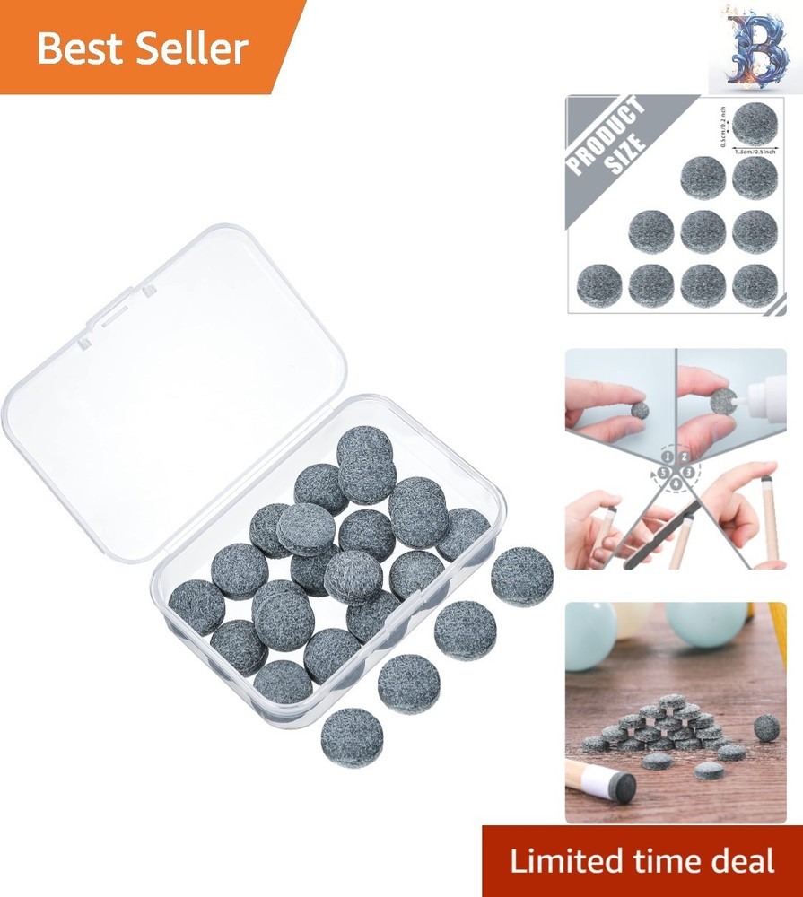 20 Pcs  Billiard Cue Tips Replacement Kit with Storage Box - 13mm Size