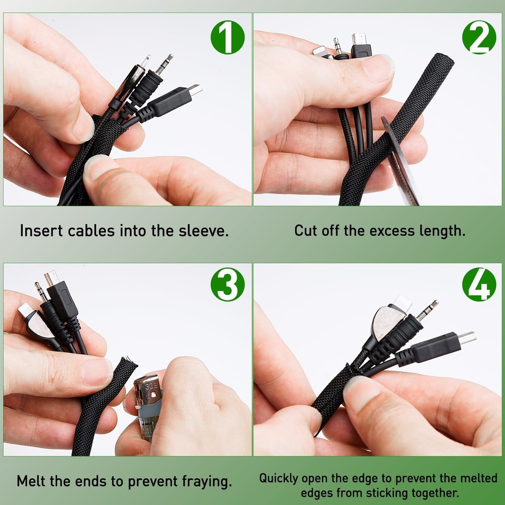 Cable Sleeve Split-Sleeving 20ft 3/4" Cord Management Wire Protector