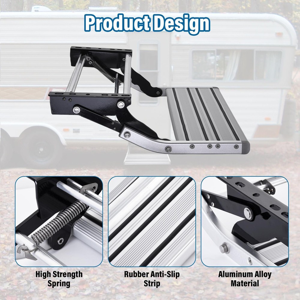 Aluminium Manual Pull Out Retractable One Step RV Camper Platform Steps Stair