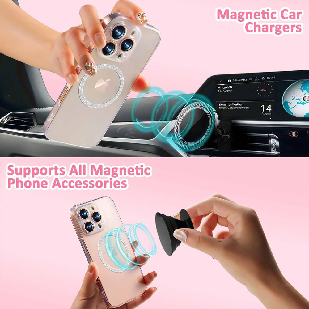 4 Pack Universal Magnetic Ring, Metal Ring Sticker for All 4 Silver