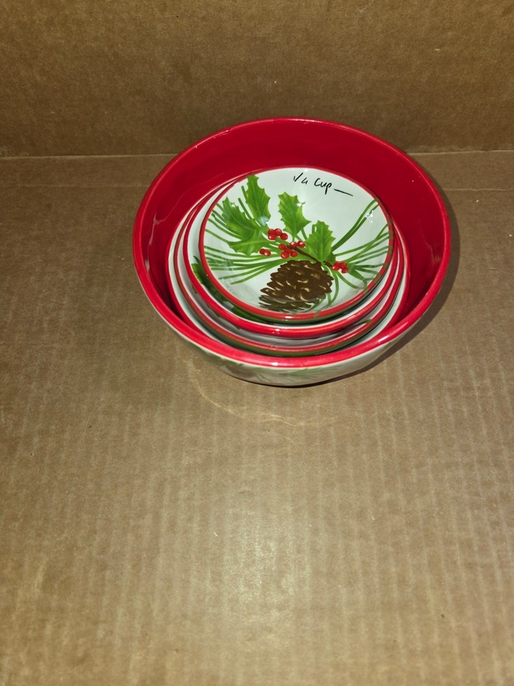 Measuring Cups Nesting Ceramic Maxcera "Noel" Christmas
