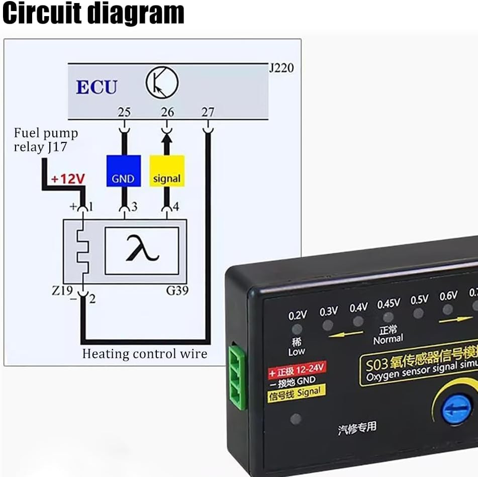 S03 Portable 4-Wire Oxygen Sensor Signal Simulator 0.2-0.8V Adjustable Voltage
