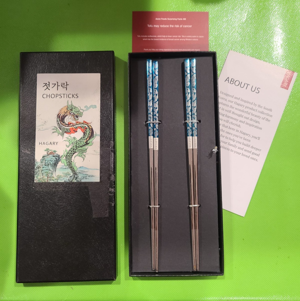 Hagary Blue Wave Chopsticks Metal Reusable