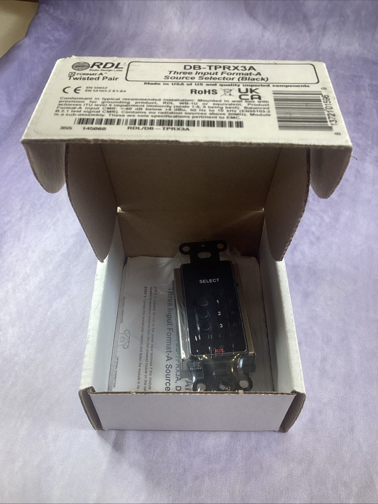 RDL DB-TPRX3A Three Input Format-A Source Selector/Black