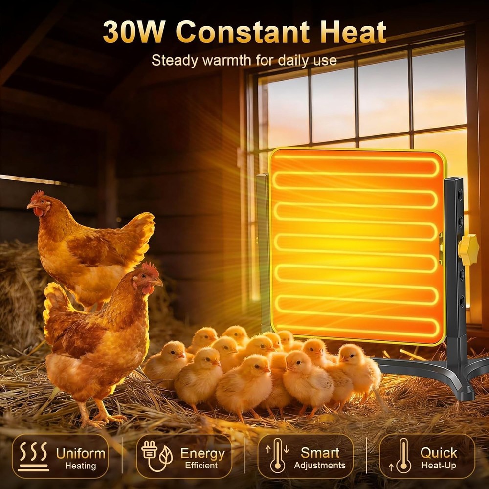 Chick Brooder Heater Plate Adjustable Height Thermostat Chicken Coop Heat Panel