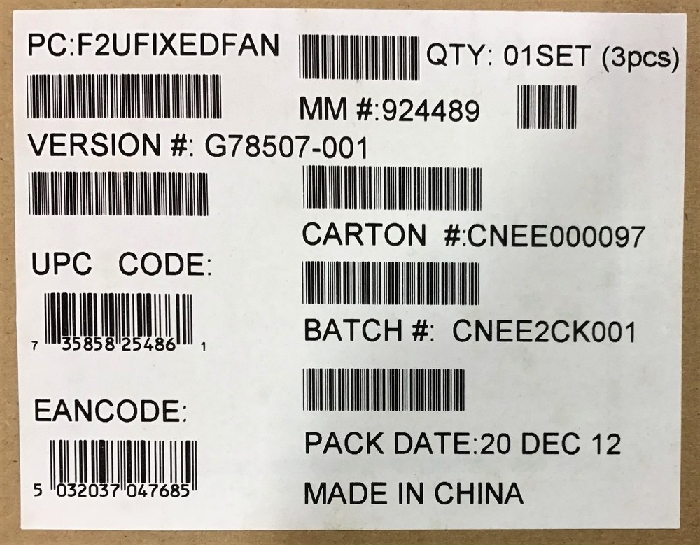 Intel F2UFIXEDFAN System Fan Kit NEW BULK PACKAGING