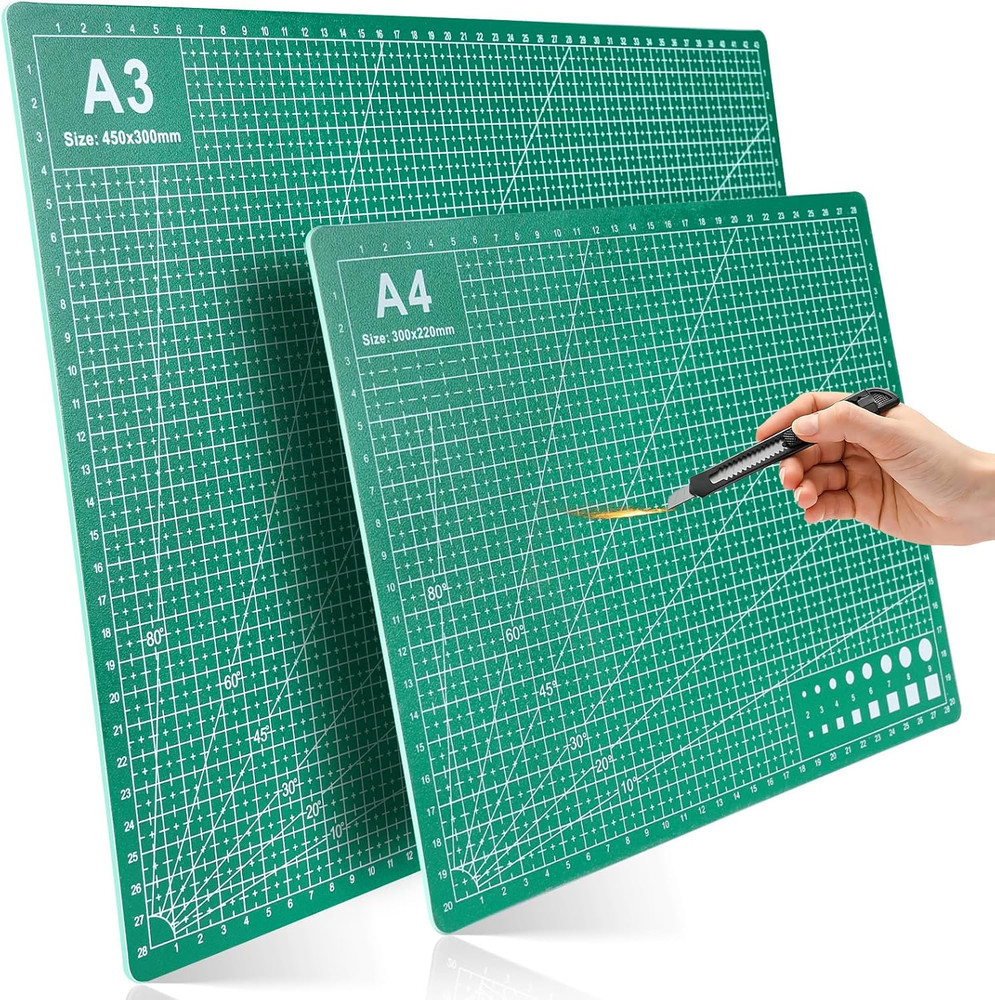 2 Pcs Large Cutting Mat Self Healing,Double Sided,Grid Line and Angles Help to C