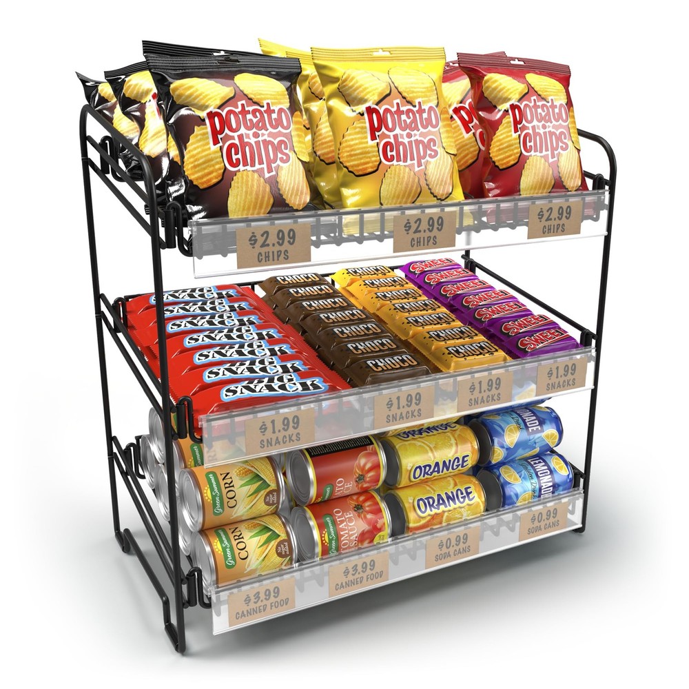 DS THE DISPLAY STORE Black 3 Tier Candy Display Rack – Chip Large,