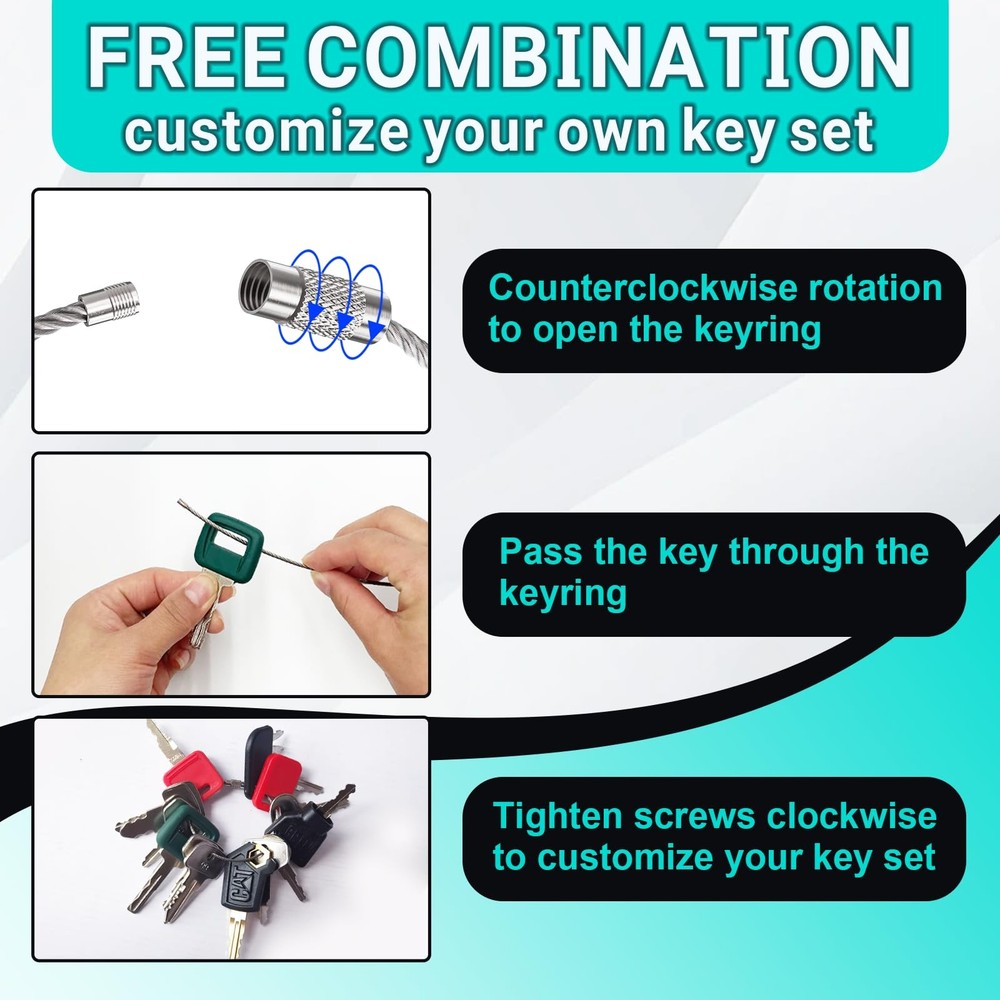 15PCS Multi Types Heavy Equipment Key Set Construction Master Set...