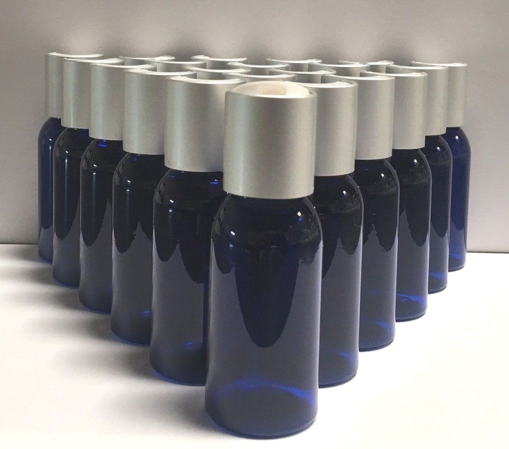 18 BOTTLES 1 oz Cosmo Blue Plastic Bottle Container Liquid Storage