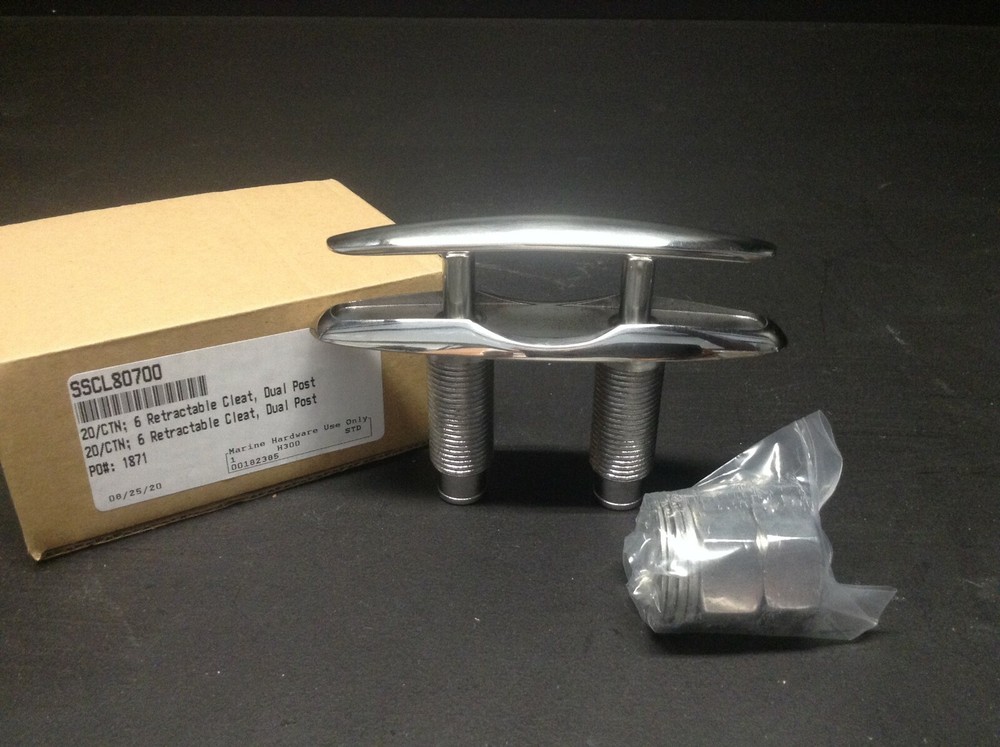Marine Hardware 6" SS Dual Post Pull Up Retractable Cleat SSCL80700
